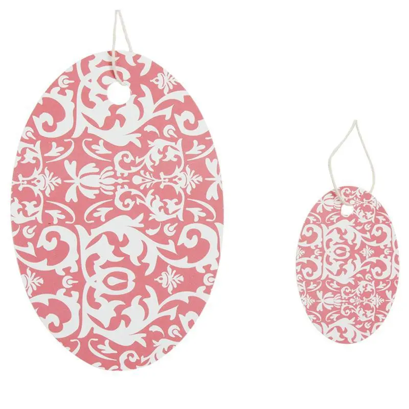 Pink Oval Damask Tag (Box Of 100) 2 Sizes 1