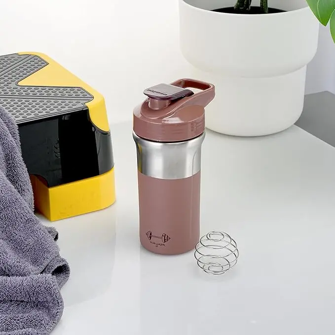 Nayasa Alloy Cross Fit Stainless Steel Gym Shaker Bottle | 900 Ml | Leakproof & Durable 3