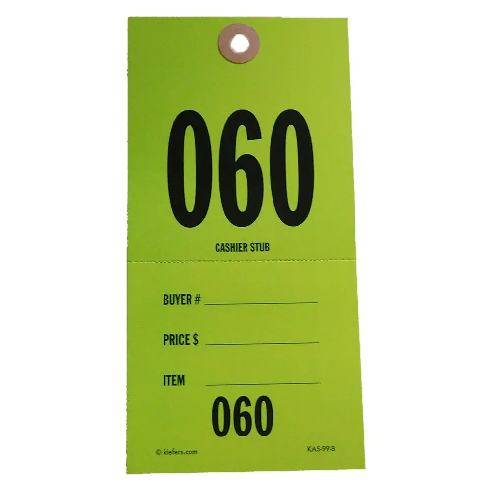 Pro-Tag W/ Cashier Stub (500/Box) 1