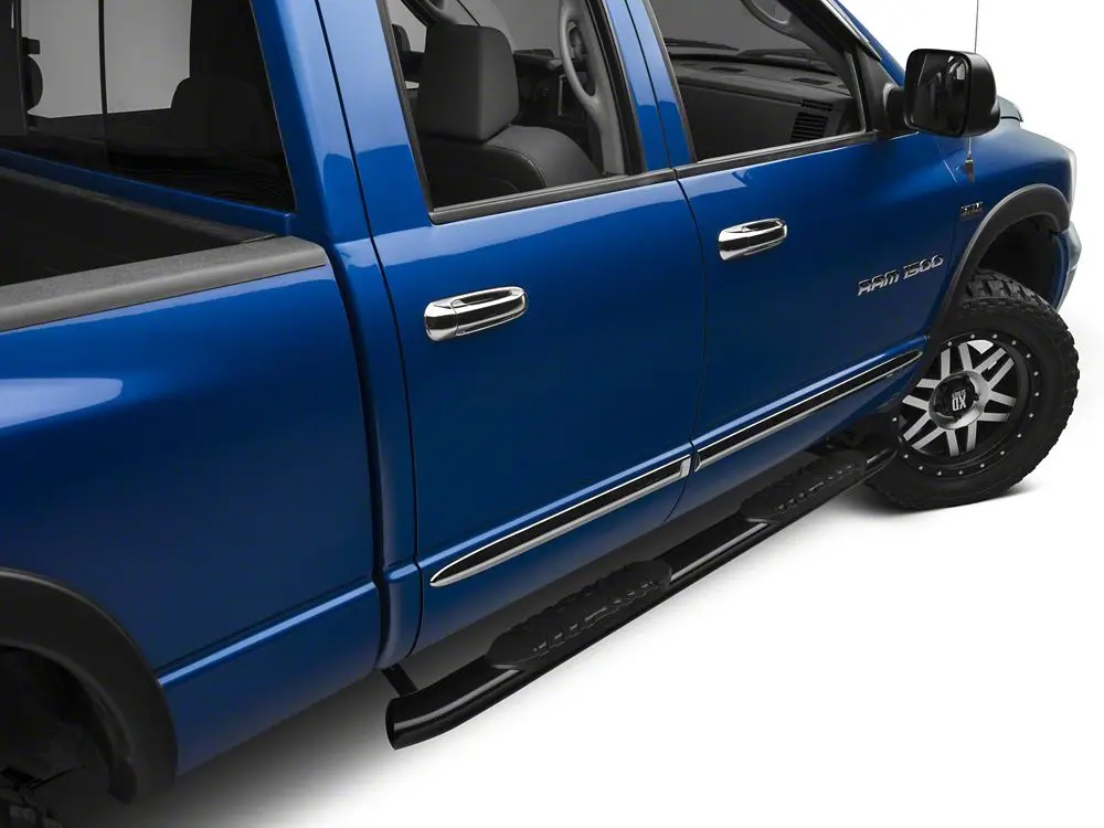 Barricade 5-Inch Oval Bent-End Side Step Bars for 2002–2008 Ram 1500 Quad Cab – Matte Black