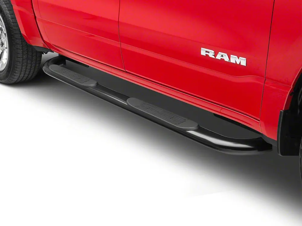 Barricade 4-Inch Oval Bent End Side Step Bars; Black (19-25 Ram 1500 Crew Cab) 2