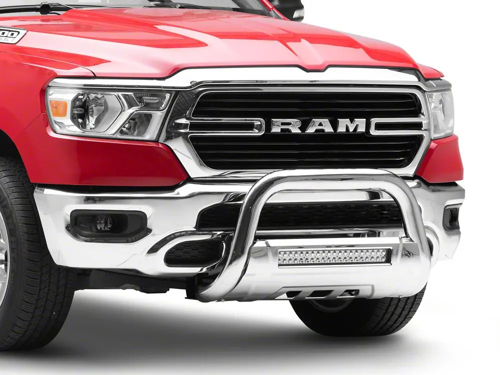 Barricade 3.5" Stainless Steel Oval Bull Bar with Skid Plate & 20" LED Light Bar for 2019–2024 Ram 1500 (Excludes Rebel and TRX)