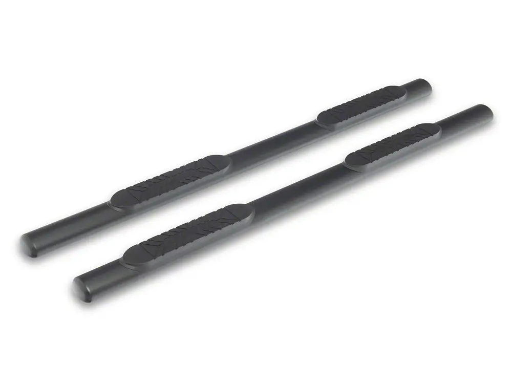 Barricade E-Series 4-Inch Oval Straight End Side Step Bars; Textured Black (19-25 Ram 1500 Crew Cab) 2