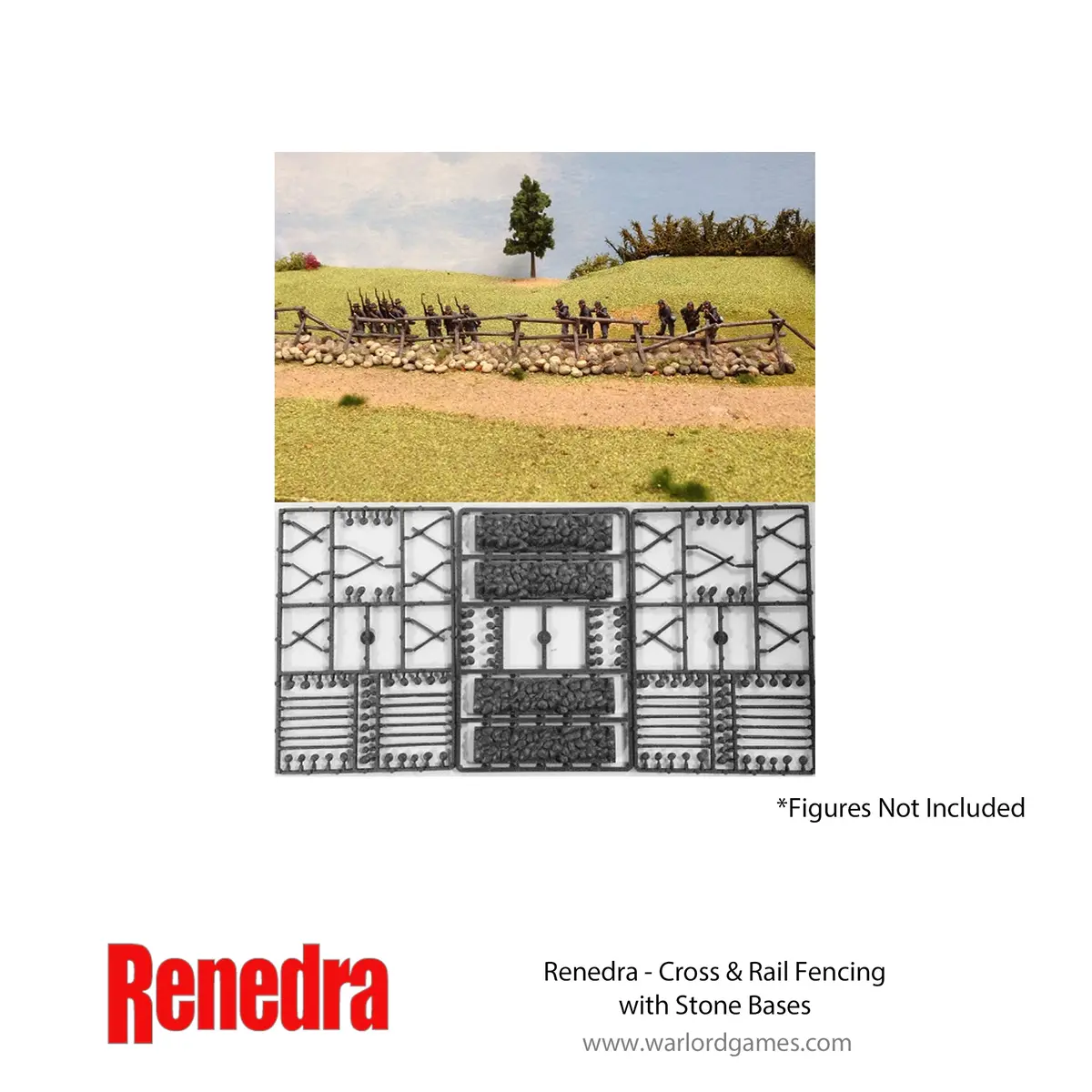 Cross & Rail Fencing With Stone Bases 1