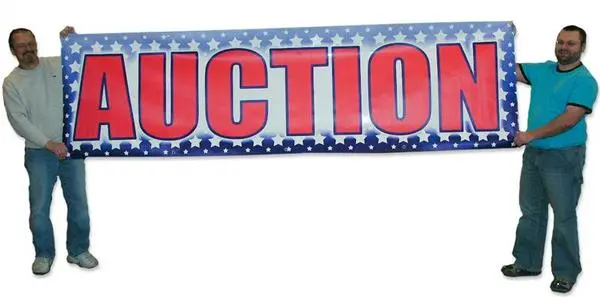 Red, White & Blue "Auction" Banners - 3' By Several Options 2