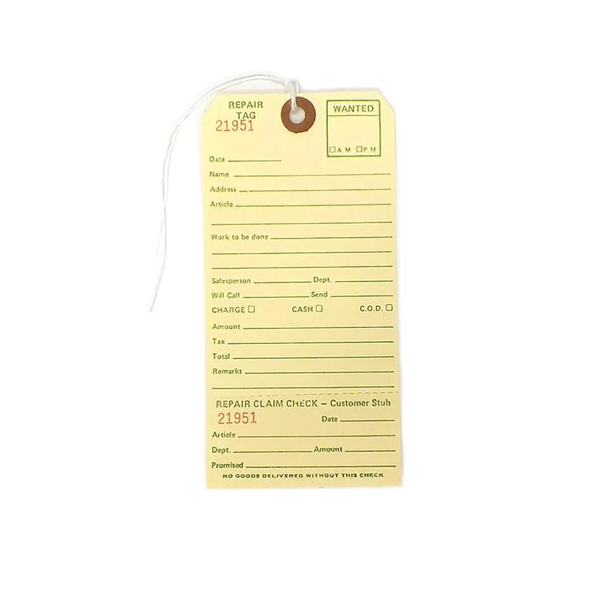 Repair Tag Strung (100/Pack) 1