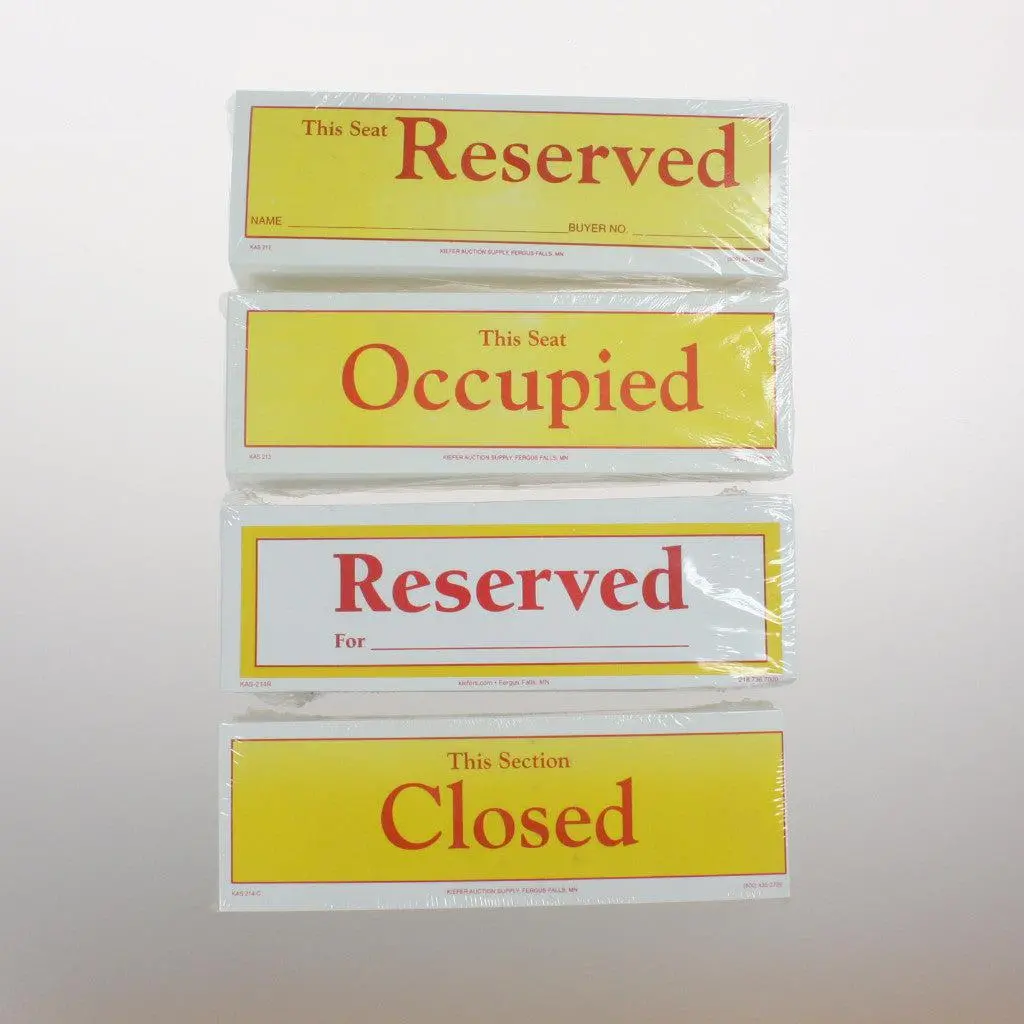 Reserved Seating/Closed Section Cards (200/Pack) 4 Options 1