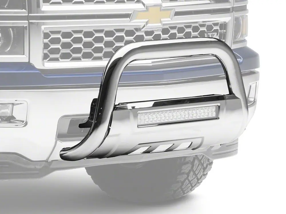 Barricade Heavy-Duty Stainless Steel Bull Bar with Skid Plate and 20-Inch Dual-Row LED Light Bar for 2007–2018 Silverado 1500