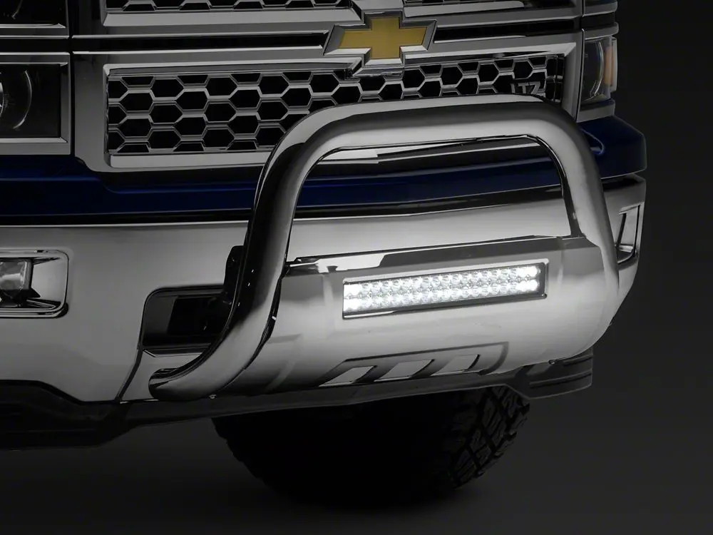 Barricade Hd Bull Bar With Skid Plate And 20-Inch Led Dual-Row Led Light Bar; Stainless Steel (07-18 Silverado 1500) 2