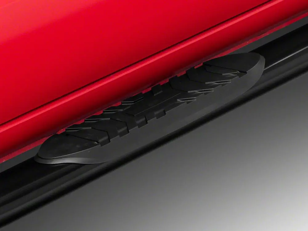 Barricade 5-Inch Oval Bent End Side Step Bars; Black (19-25 Silverado 1500 Crew Cab) 2
