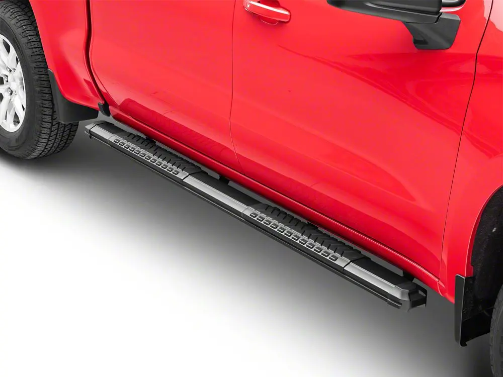 Barricade Saber 5-Inch Aluminum Side Step Bars; Black Cover Plates (19-25 Silverado 1500 Crew Cab) 2
