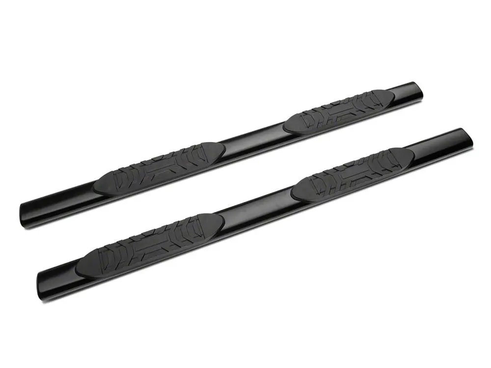 Barricade 5-Inch Oval Black Side Step Bars with Straight Ends for 2019–2025 Silverado 1500 Double Cab