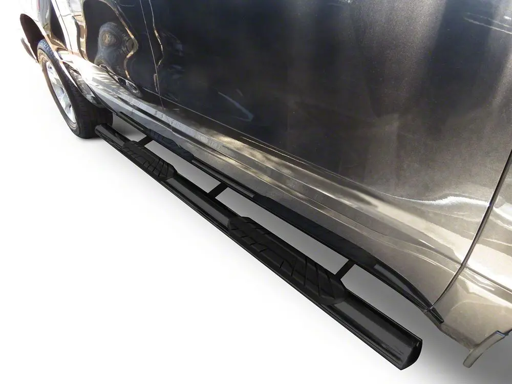 Barricade 4-Inch Oval Black Side Step Bars with Straight Ends for 2019–2025 Silverado 1500 Double Cab
