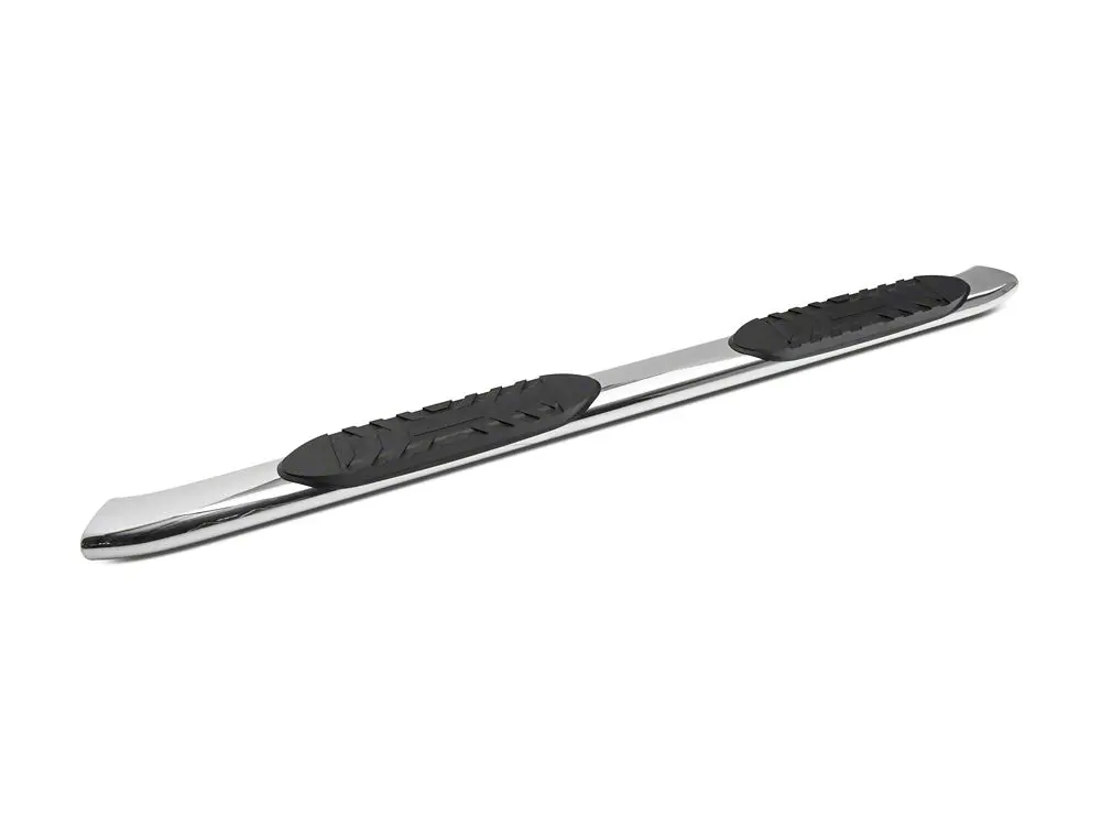 Barricade 5-Inch Oval Bent End Side Step Bars; Stainless Steel (19-25 Sierra 1500 Double Cab) 2