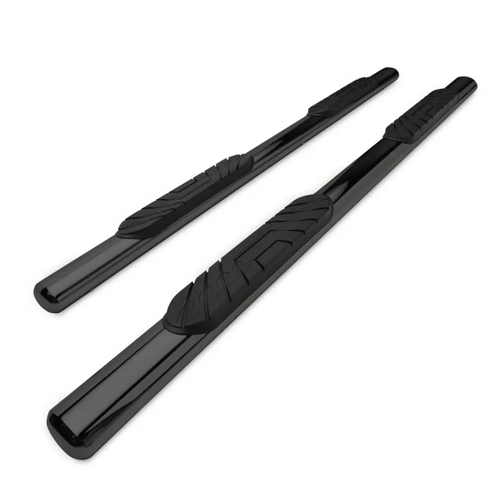 Barricade 4-Inch Oval Straight End Side Step Bars; Black (19-25 Sierra 1500 Double Cab) 2