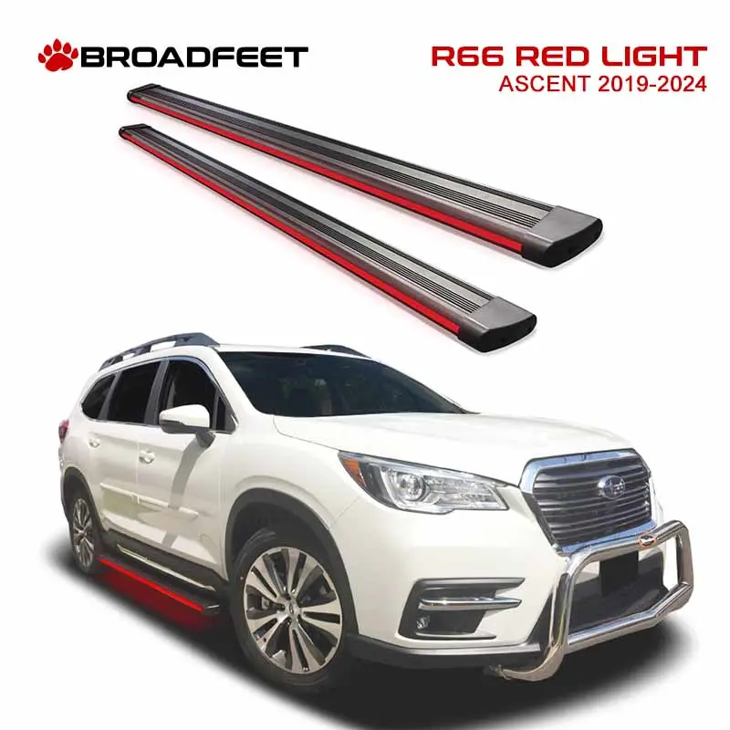 R66 Running Board Side Step With Red Ambient Led Light Fits Subaru Ascent 2019-2025 1