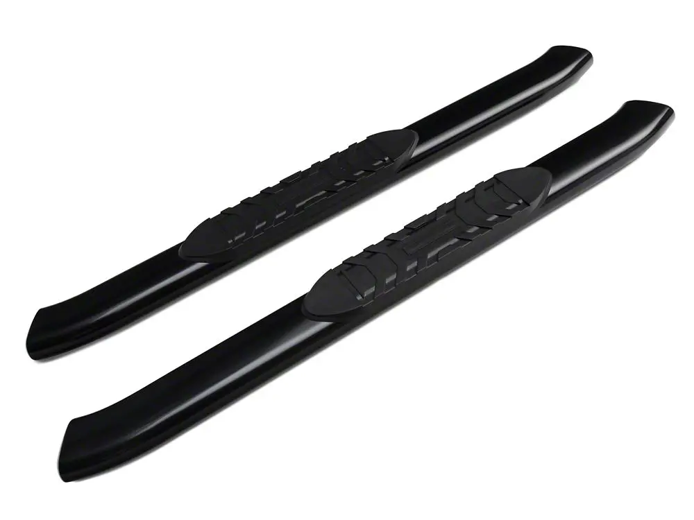 Barricade 5-Inch Oval 60 Degree Bent End Side Step Bars; Black (17-25 F-250 Super Duty Regular Cab) 2