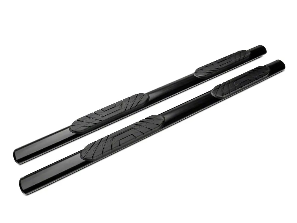 Barricade 4-Inch Oval Straight End Side Step Bars; Rocker Mount; Black (07-19 Sierra 3500 Hd Extended/Double Cab) 2