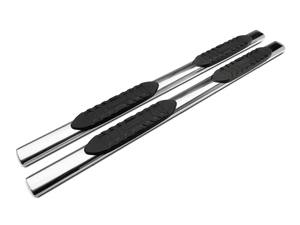 Barricade 5-Inch Oval Straight End Side Step Bars; Rocker Mount; Stainless Steel (07-19 Sierra 3500 Hd Extended/Double Cab) 2