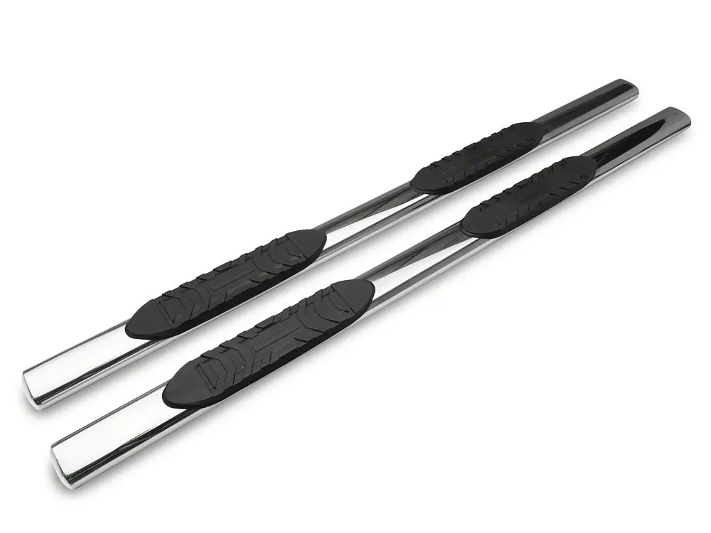 Barricade 5-Inch Oval Straight End Side Step Bars; Stainless Steel (10-24 Ram 3500 Mega Cab) 2
