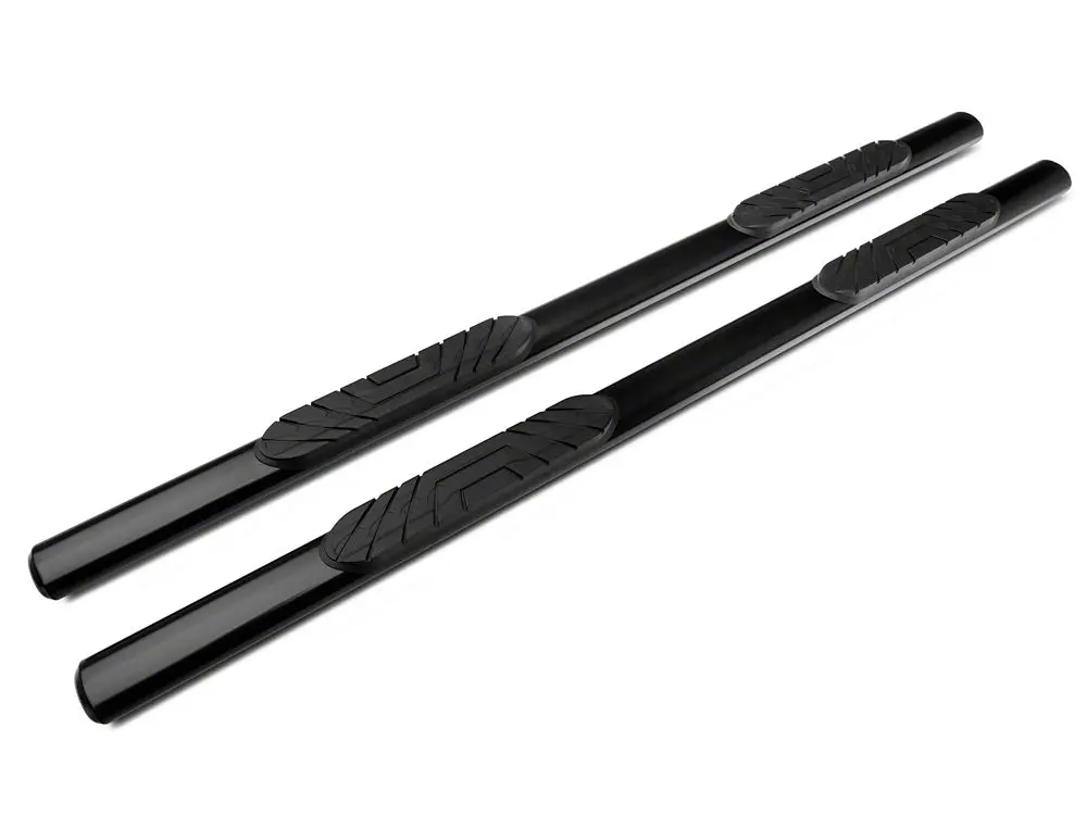 Barricade 4-Inch Oval Straight End Side Step Bars; Black (07-14 Silverado 3500 Hd Crew Cab) 2