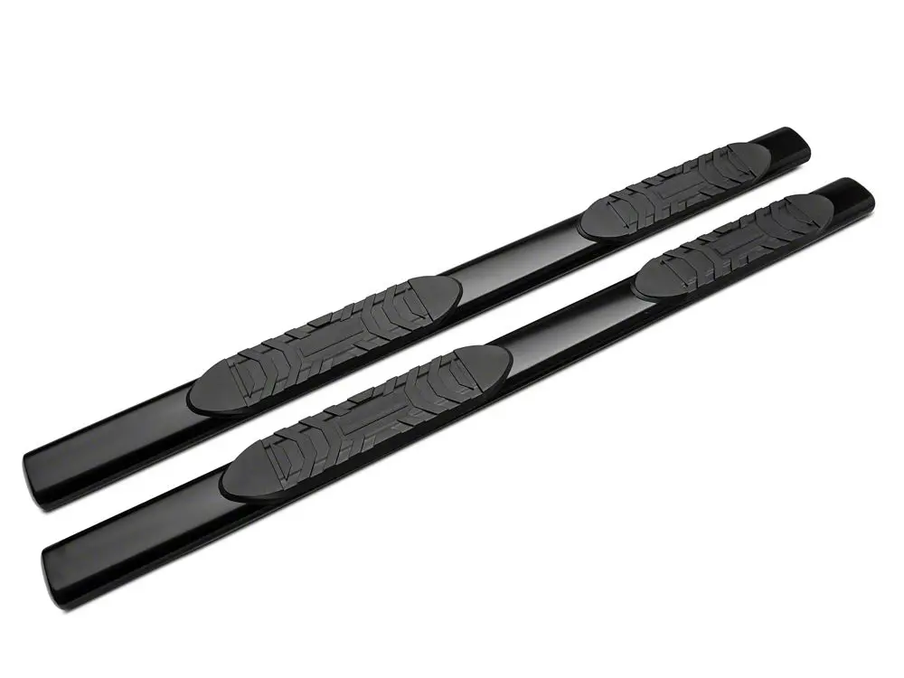 Barricade 5-Inch Oval Straight End Side Step Bars; Rocker Mount; Black (07-19 Silverado 3500 Hd Extended/Double Cab) 2
