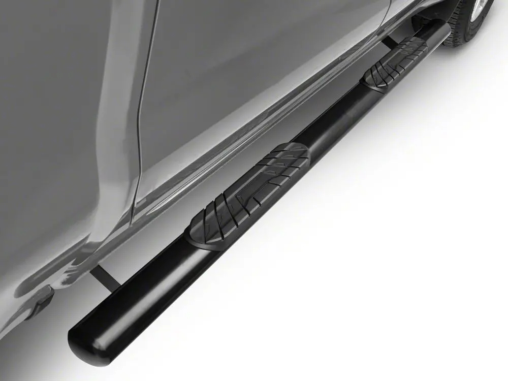 Barricade 4-Inch Oval Black Straight-End Side Step Bars for 2020–2025 Chevy Silverado 3500 HD Crew Cab