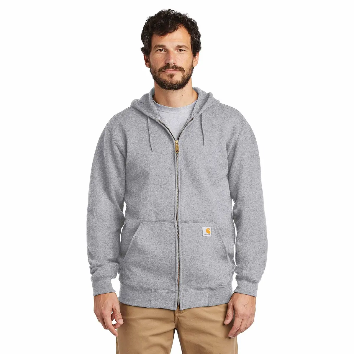 K122 Loose Fit Midweight Full-Zip Sweatshirt - Heather Grey 1