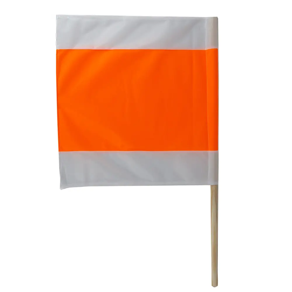 Orange/White Warning Safety Bunting Flags 50X50 Cm Wooden Pole 2