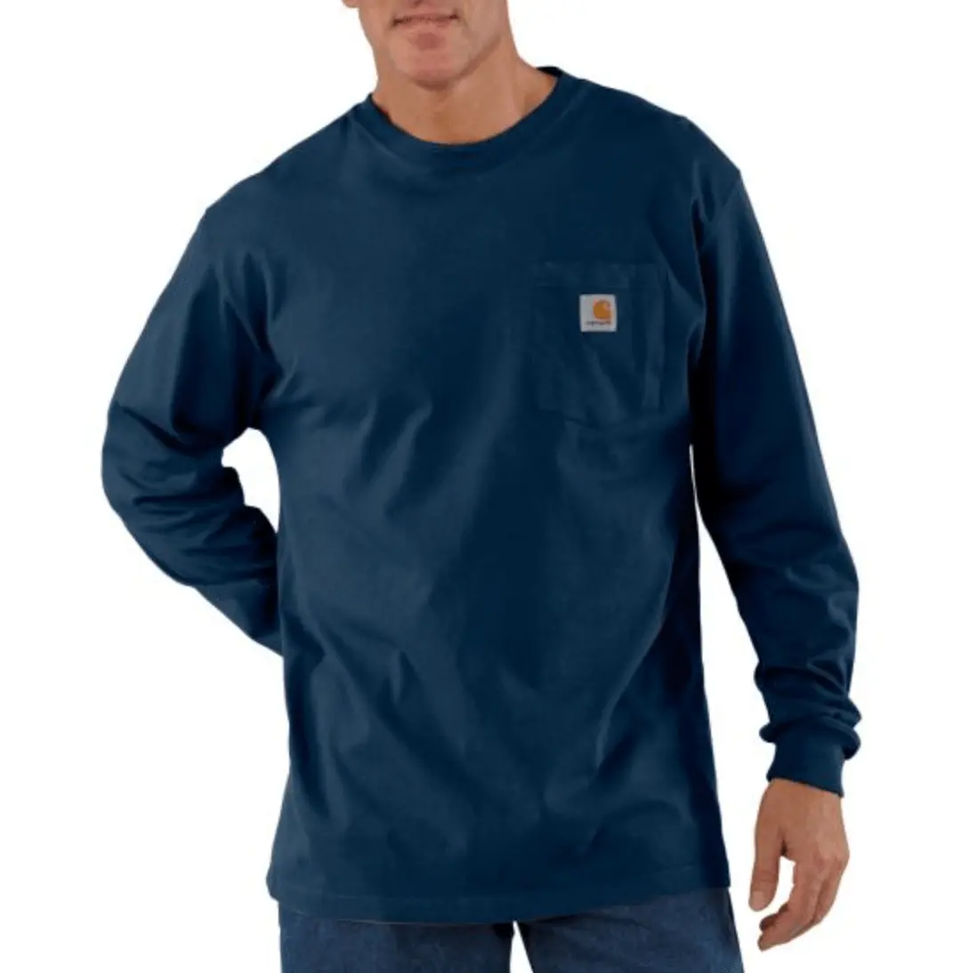 K128 - Loose Fit Heavyweight Long-Sleeve Pocket Henley T-Shirt - Navy 1