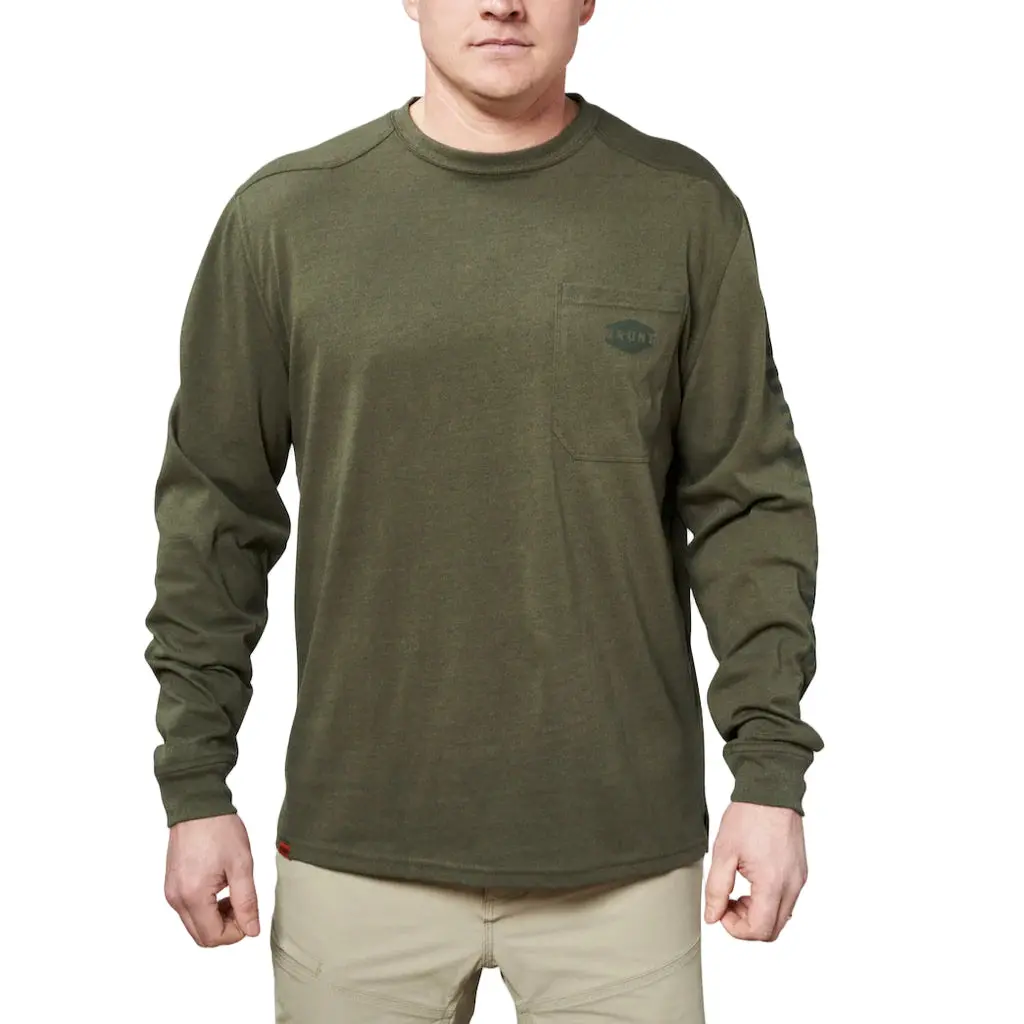The Martin Ls Pocket T-Shirt - Army Green Heather 1