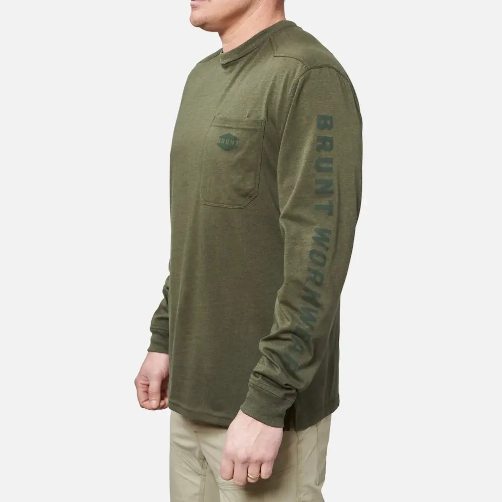 The Martin Ls Pocket T-Shirt - Army Green Heather 3