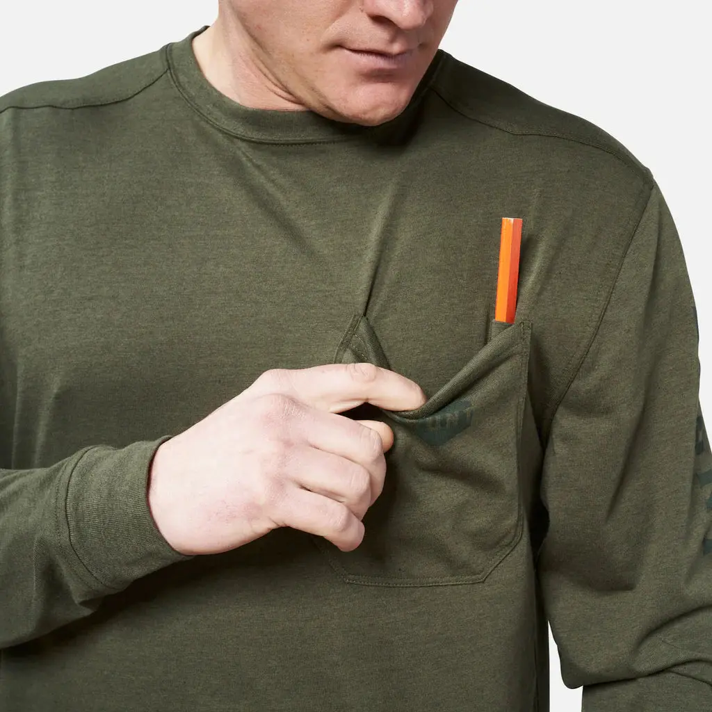 The Martin Ls Pocket T-Shirt - Army Green Heather 2