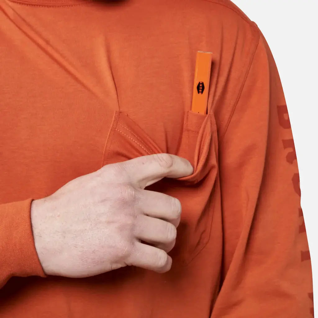 The Martin Ls Pocket Tee- Brunt Orange 3