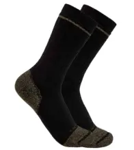 Midweight Cotton Blend Steel Toe Boot Sock 2-Pack - Black 1