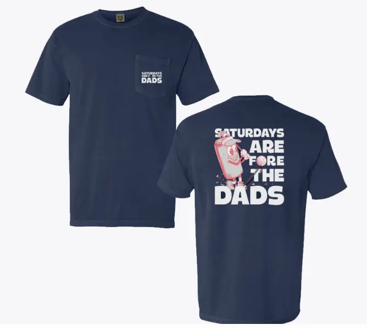 Saturdays Are Fore The Dads Golf Pocket Tee - Navy 1