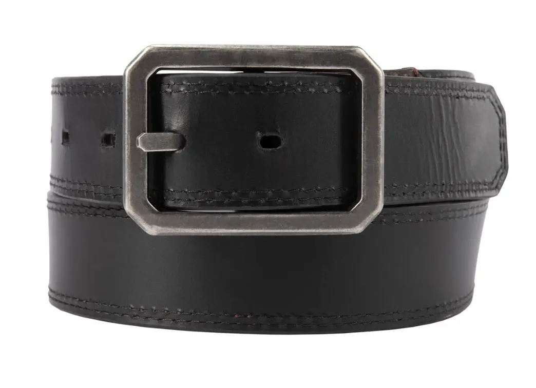 Leather Reversible Center Bar Buckle Belt- Brown/Black 1