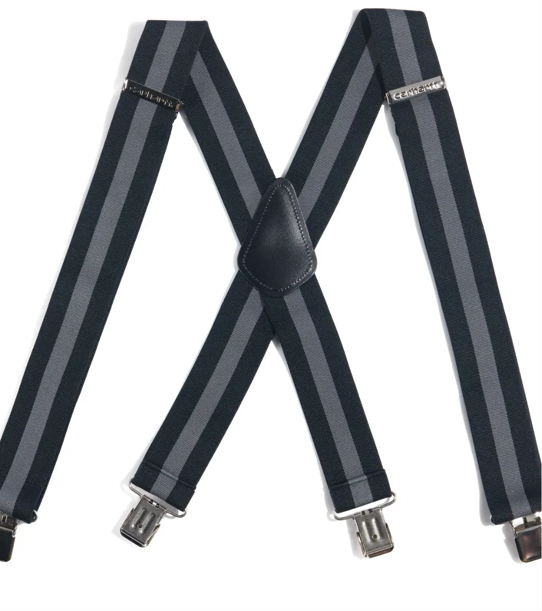 Rugged Flext Elastic Two-Tone Suspenders- Black With Steel Stripe 1