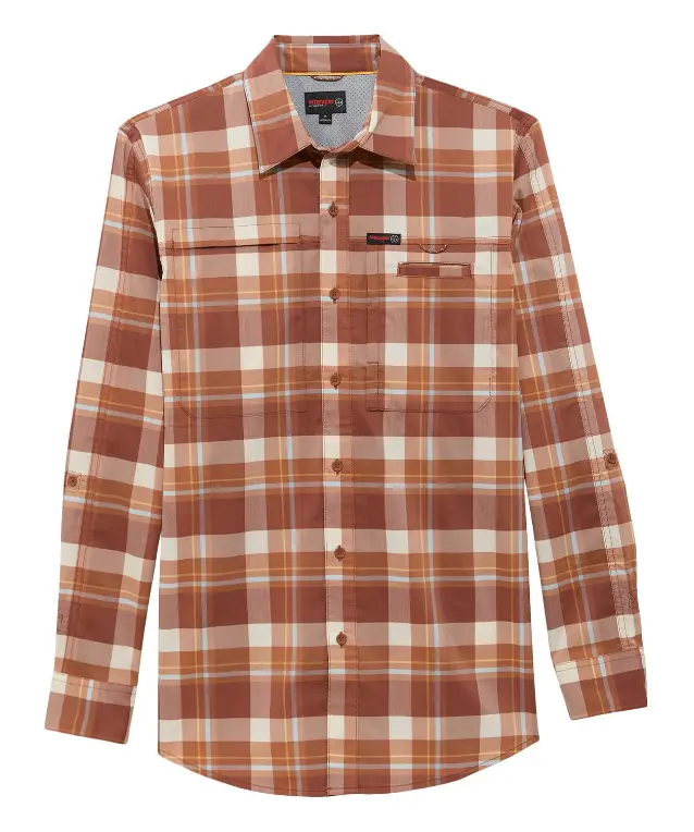 Atg-X-Wrangler® Hike To Fish Long Sleeve Shirt - Mahogany Check 1