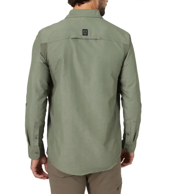 Atg -X- Wrangler® Mixed Material Shirt - Dusty Olive 2