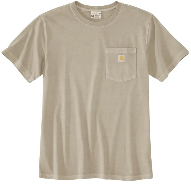Relaxed Fit Lightweight Short-Sleeved Garment Dyed Pocket T-Shirt - Greige 1