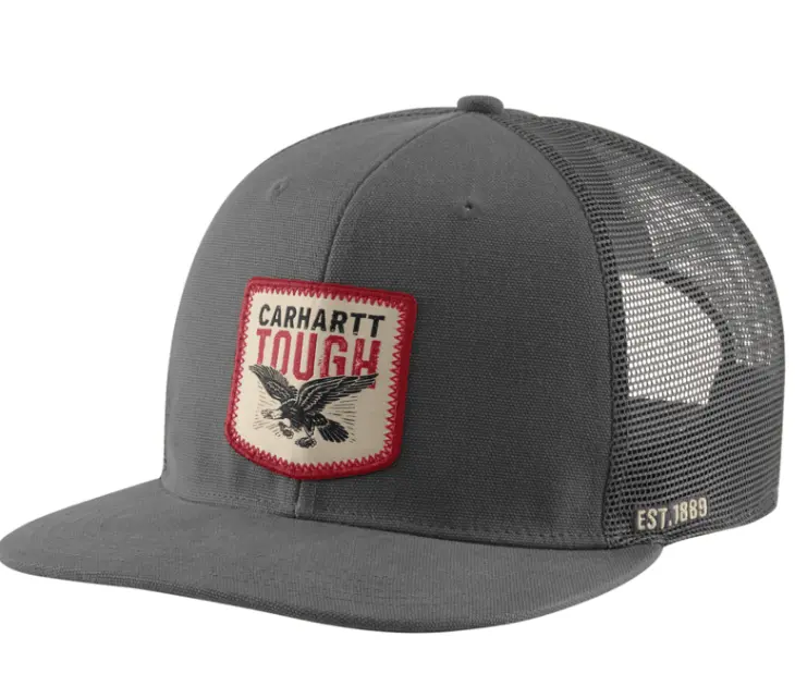 Ah7347 Washduck Flt Brm Eagle Graphic Cap- Gravel 1