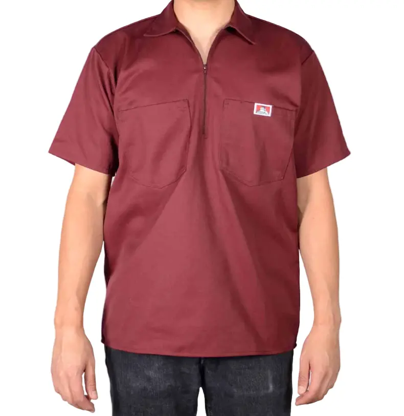 1/2 Zipper Short Sleeve - Burgundy 1