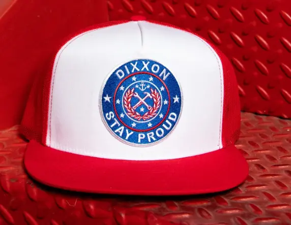 Stay Proud Flat Bill Trucker Snapback, Red & White 1