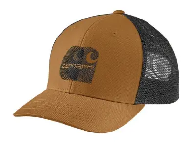 Canvas Mesh Back Logo Embroidered Cap- Carhartt Brown 1
