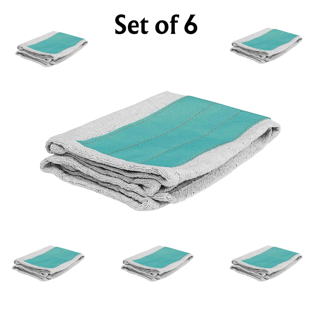Spotzero By Milton Cloth Pocha (Aqua Green, Grey, Cotton) Set 6 (Pack Of 1 Each) 1