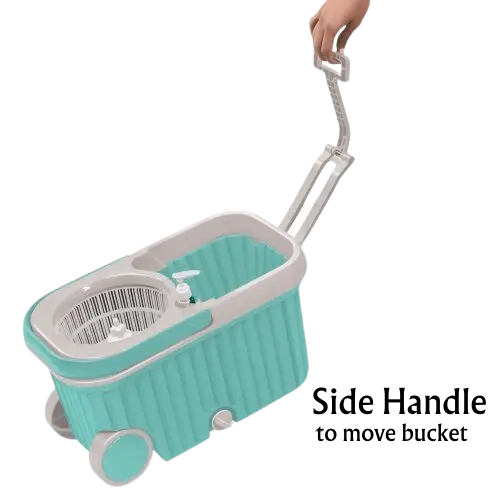 Spotzero By Milton Elite Spin Mop With Bigger Wheels And Plastic Auto Fold Handle For 360 Degree Cleaning (Aqua Green, Two Refills), 2