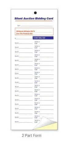 Silent Auction Bidding Slip (Size Is 4-1/4" X 11") 1 Or 2-Part 2