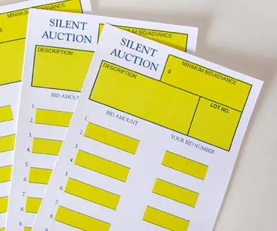 Silent Auction Cards (Size Is 5-1/2" X 8-1/2") 2 Color 1
