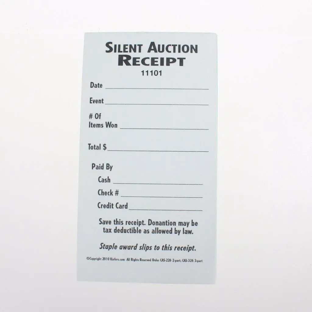 2-Part Silent Auction Ticket Tally Receipt (100/Pack) 1